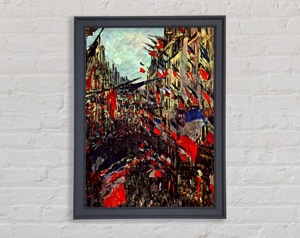 Monet Rue Staint Denis At The National Holiday Framed Print