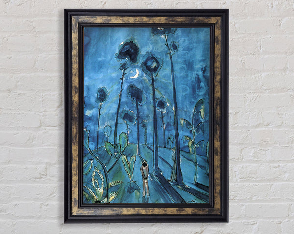 Walter Gramatte Moon Landscape Two Figures Framed Print