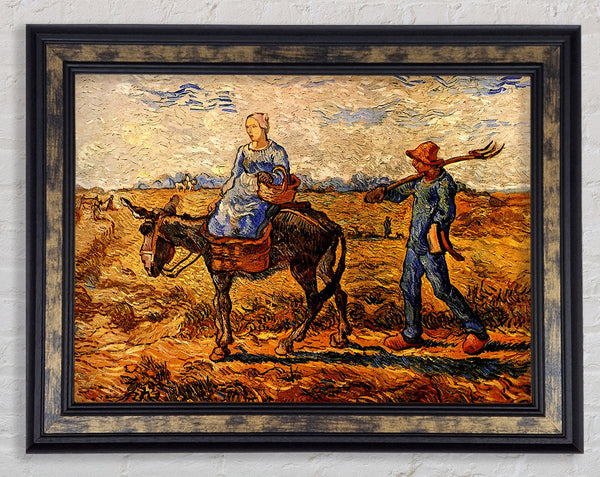 Van Gogh Morning Peasant Couple Going To Work Framed Print