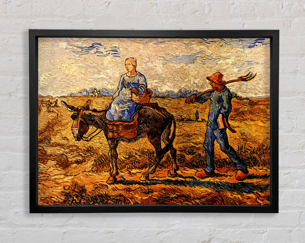 Van Gogh Morning Peasant Couple Going To Work Framed Print
