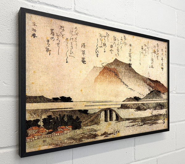Hokusai Mountain Landscape With A Bridge