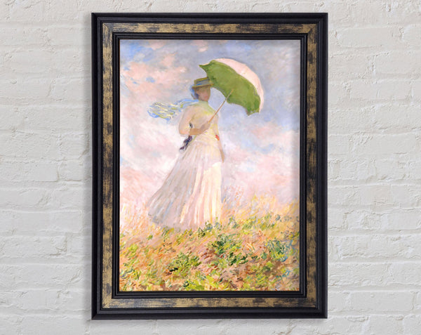 Monet Nainen Ja Paivanvarjo Framed Print
