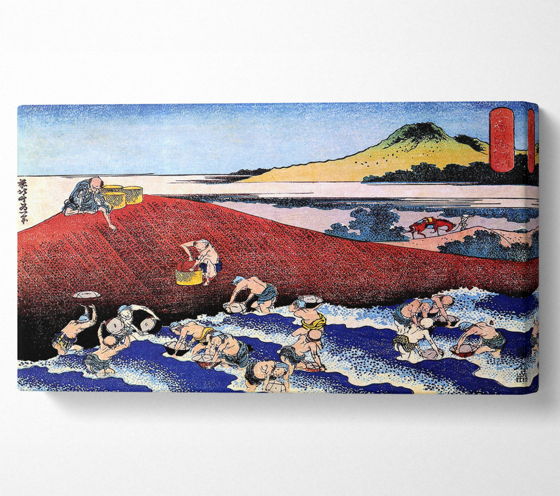  A Canvas Print of Hokusai Ocean Landscape With Fishermen Canvas Art