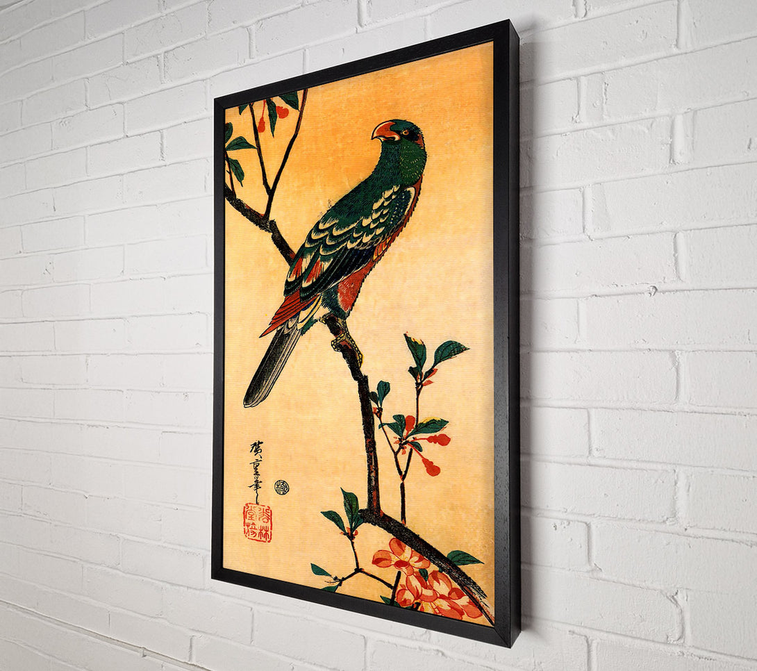  A Canvas Print of Hiroshige Parrot On A Blooming Branch Canvas Wall Art