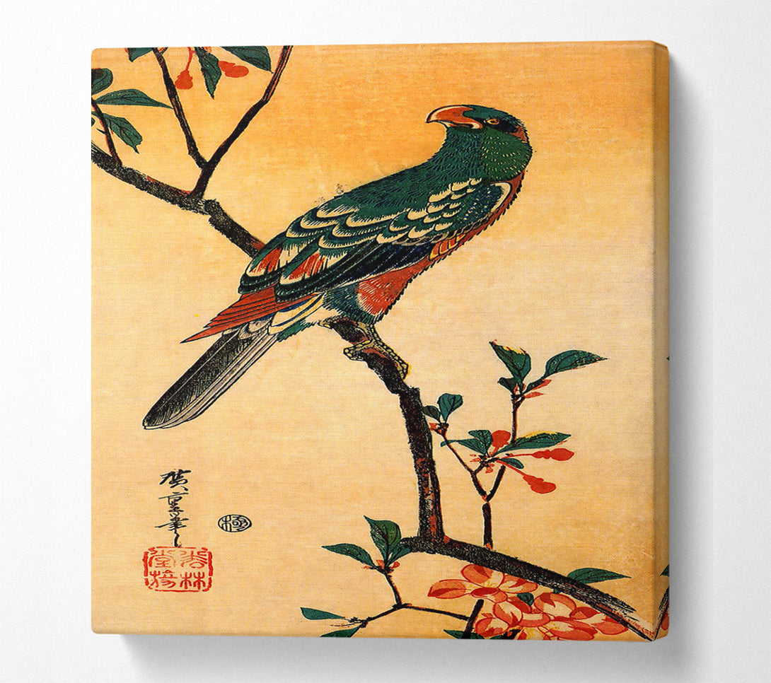  A Canvas Print of Hiroshige Parrot On A Blooming Branch Canvas Wall Art
