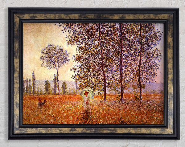 Monet Poplars In The Sunlight Framed Print
