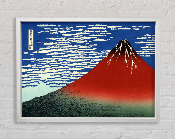 Hokusai Red Southern Wind On Fiji On A Clear Morning Framed Print