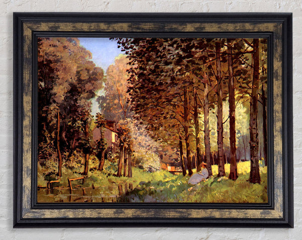 Sisley Rest At The River Bank Framed Print