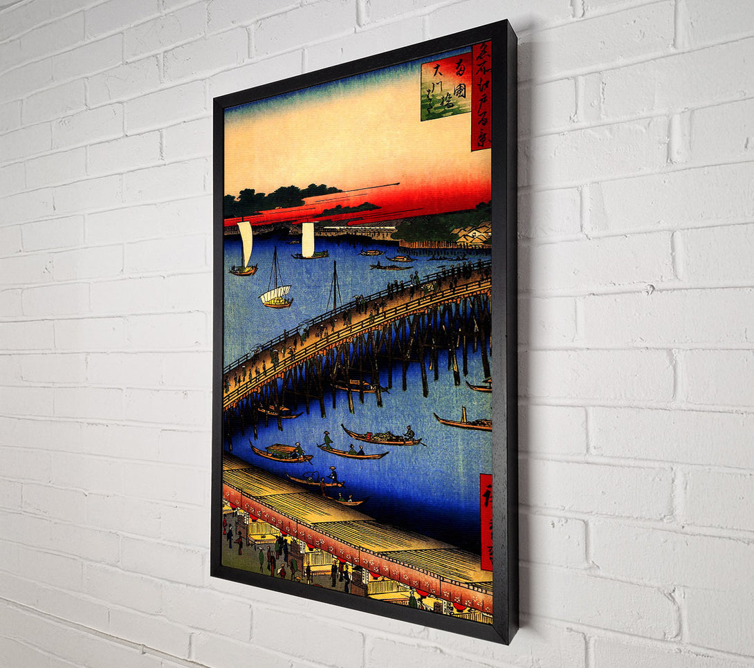  A Canvas Print of Hiroshige Ryogoku Bridge And The Great Riverbank Canvas Wall Art