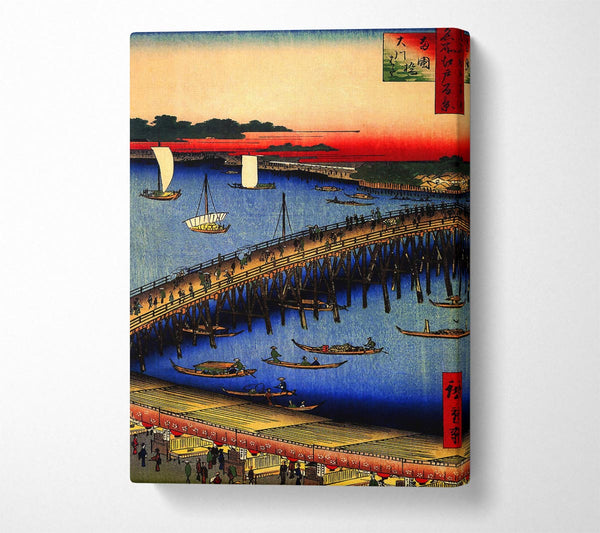  A Canvas Print of Hiroshige Ryogoku Bridge And The Great Riverbank Canvas Wall Art