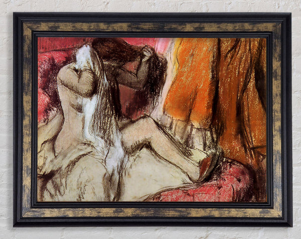 Degas Seated Female Nude On A Chaise Lounge Framed Print