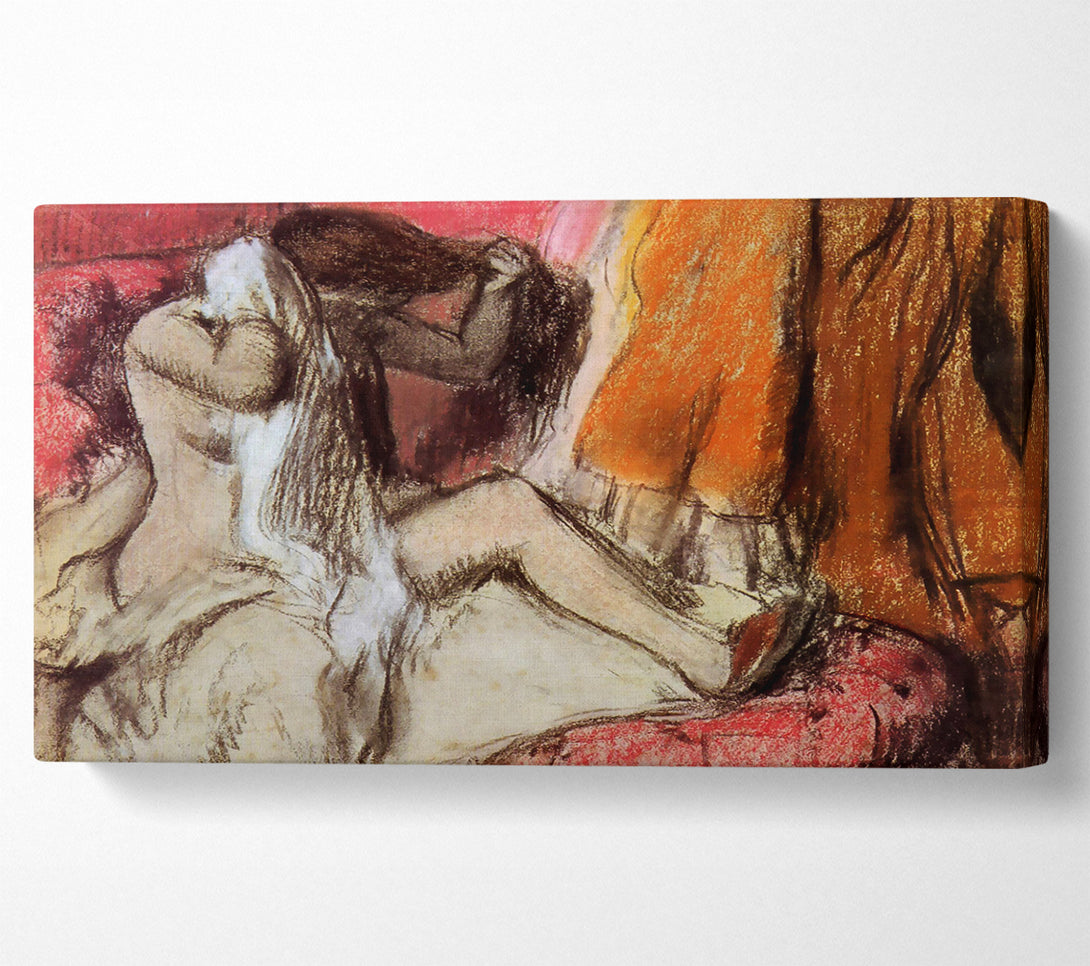  A Canvas Print of Degas Seated Female Nude On A Chaise Lounge Canvas Wall Art