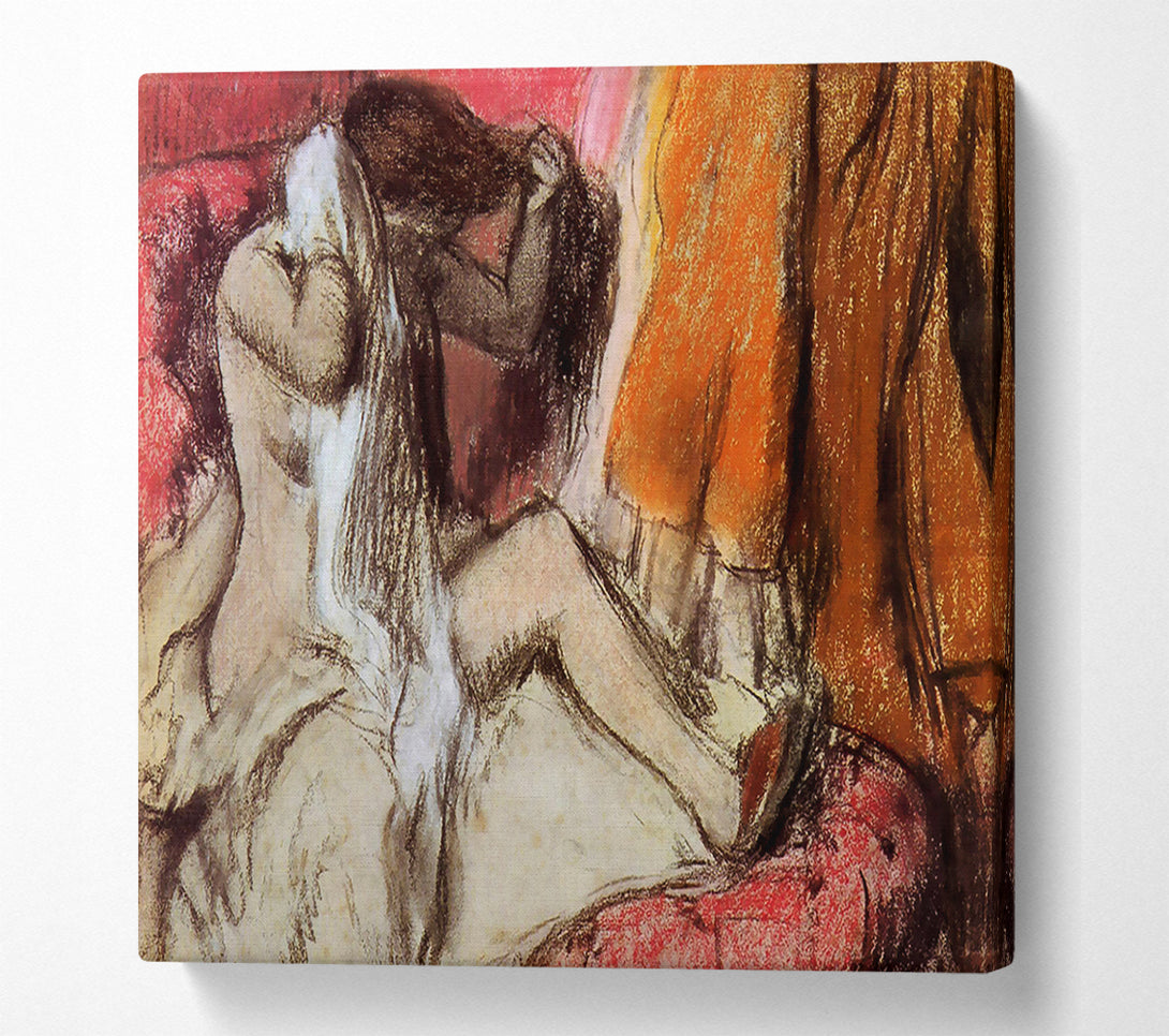  A Canvas Print of Degas Seated Female Nude On A Chaise Lounge Canvas Wall Art
