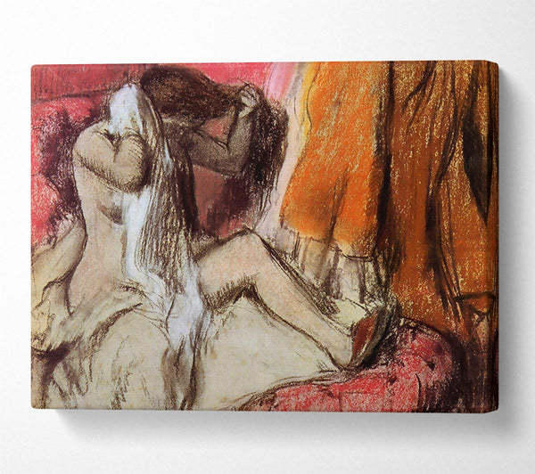  A Canvas Print of Degas Seated Female Nude On A Chaise Lounge Canvas Wall Art