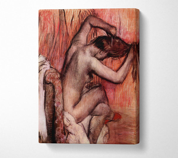  A Canvas Print of Degas Sitting And Brushing Canvas Wall Art