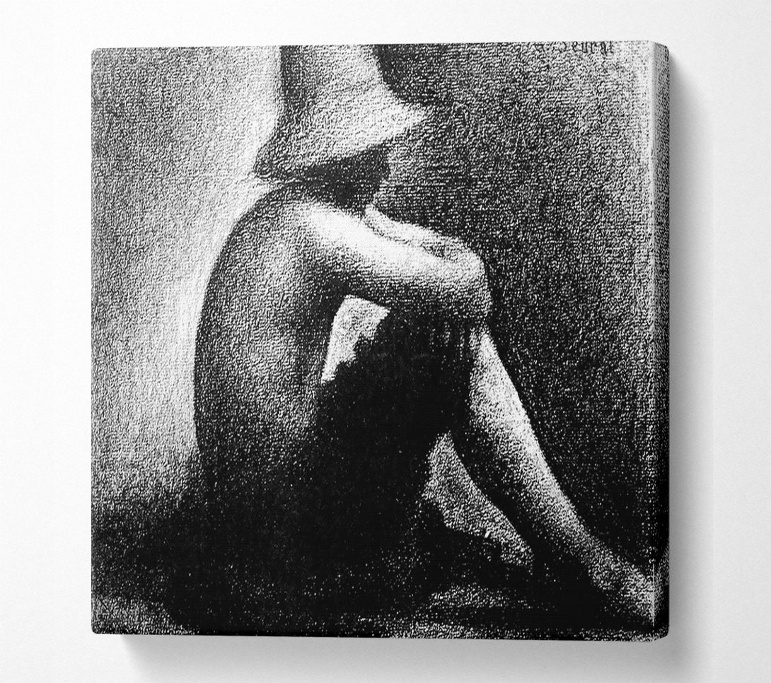  A Canvas Print of Seurat Sitting Boy In Straw Hat Canvas Wall Art