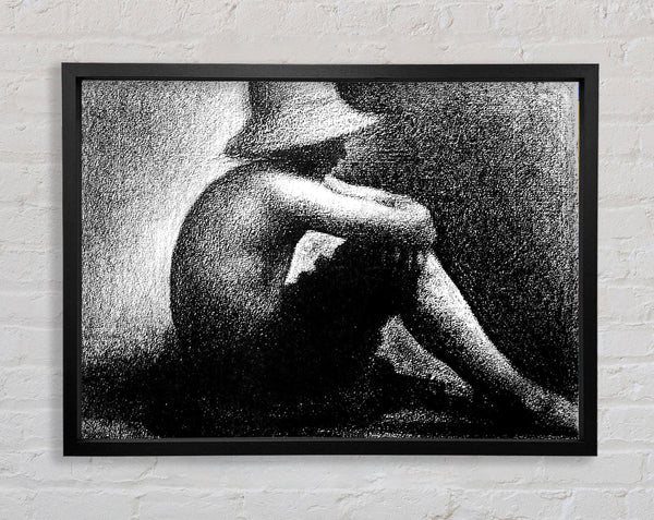 Seurat Sitting Boy In Straw Hat Framed Print