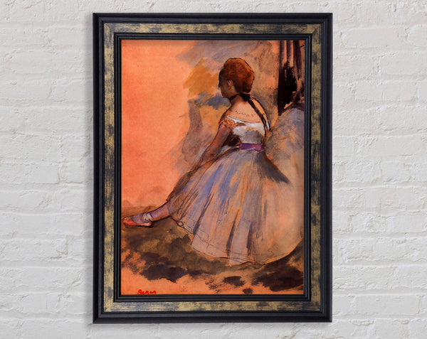Degas Sitting Dancer With Extended Left Leg Framed Print