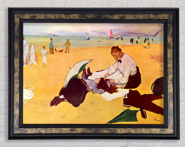 Degas Small Girls On The Beach Framed Print