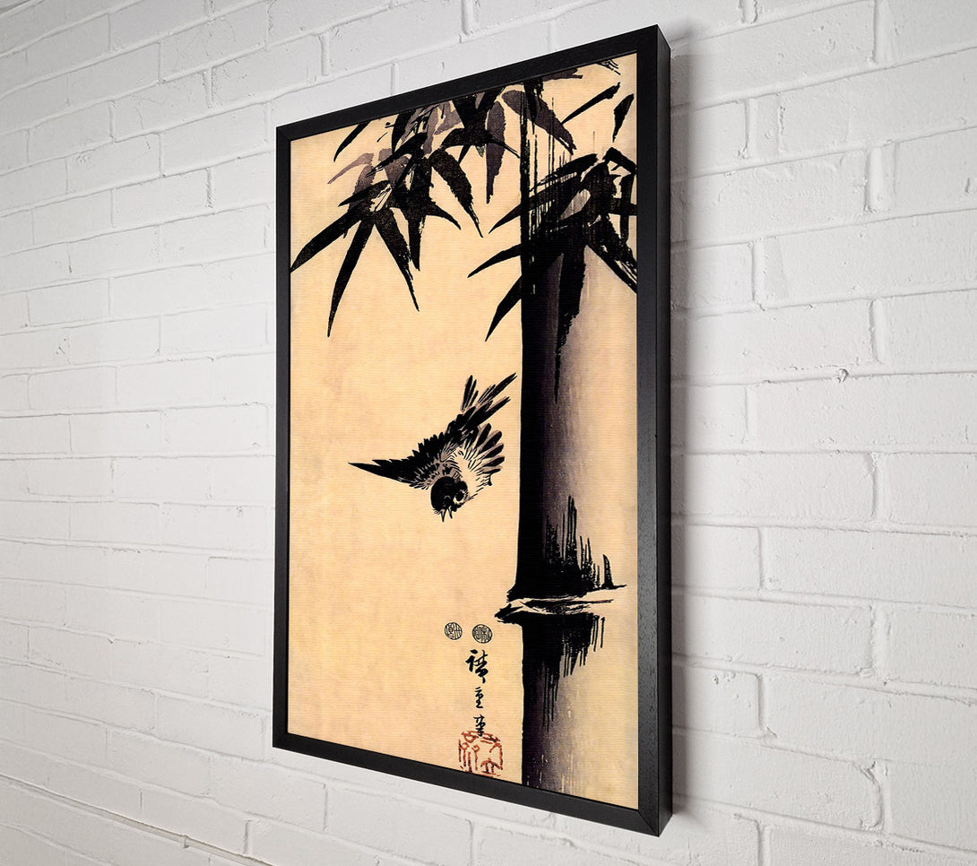  A Canvas Print of Hiroshige Sparrow And Bamboo 2 Canvas Print