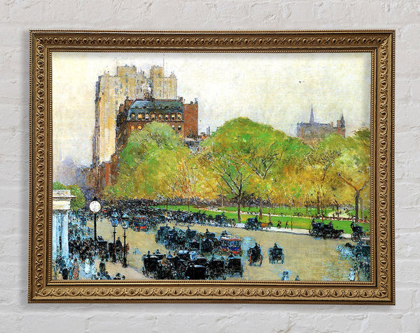 Hassam Spring Morning In The Heart Of The City Framed Print