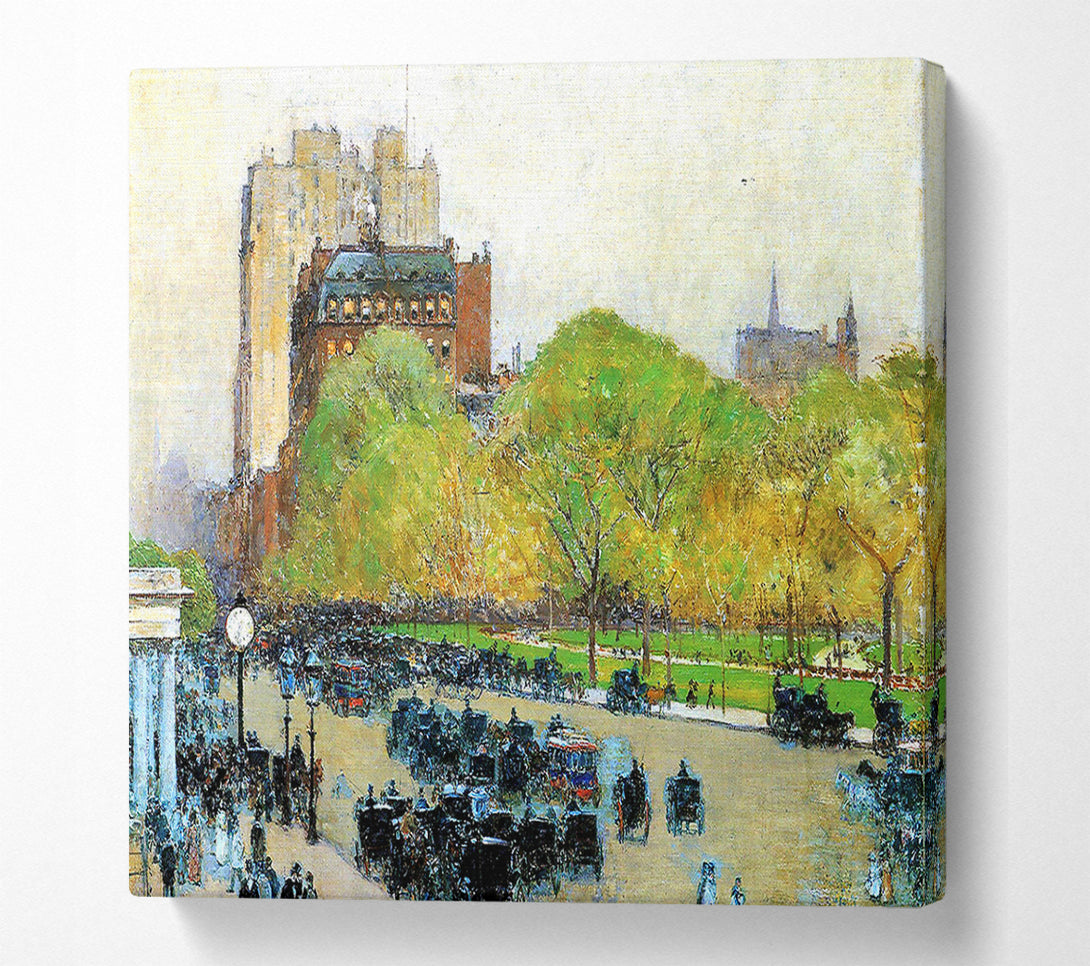  A Canvas Print of Hassam Spring Morning In The Heart Of The City Canvas Wall Art
