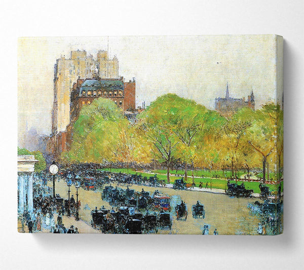  A Canvas Print of Hassam Spring Morning In The Heart Of The City Canvas Wall Art