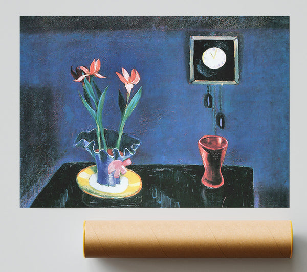 Walter Gramatte Still Life With Clock And Tulip Pot Poster