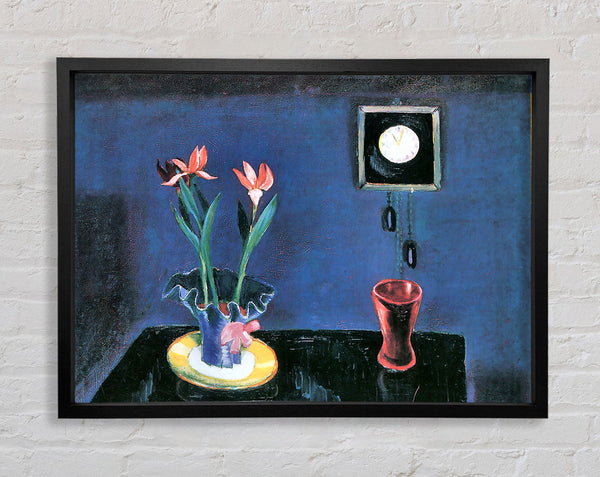Walter Gramatte Still Life With Clock And Tulip Pot Framed Print