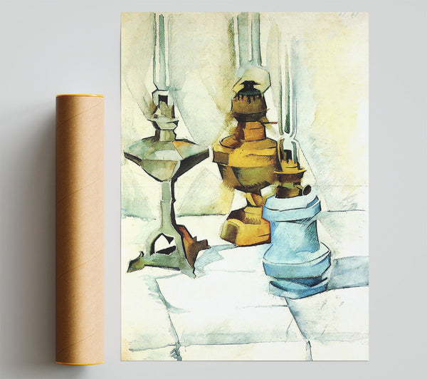 Juan Gris Still Life With Three Lamps Print