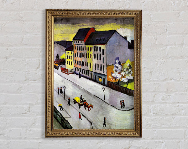 August Macke Street In Gray Framed Print