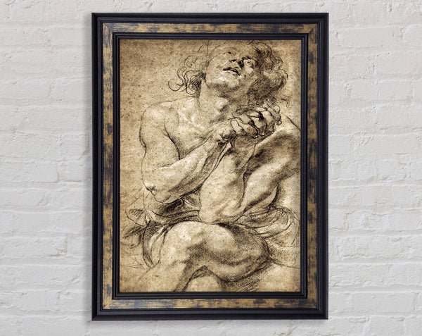 Rubens Study Of Daniel In The Lions Den Framed Print