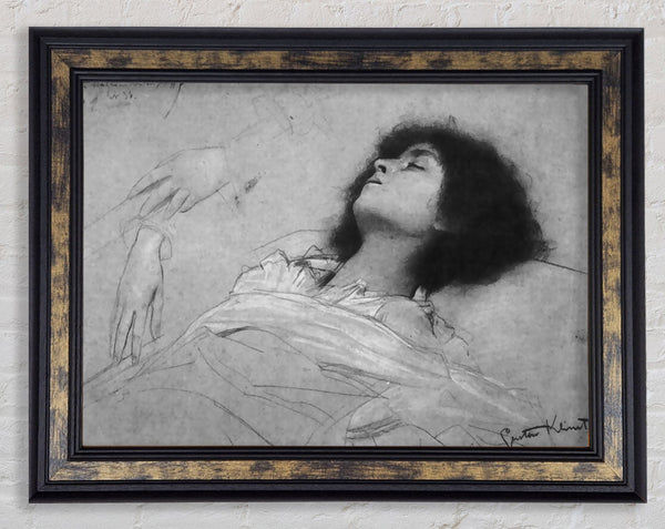 Klimt Study Sheet With The Upper Body Of A Girl And Sketches Framed Print