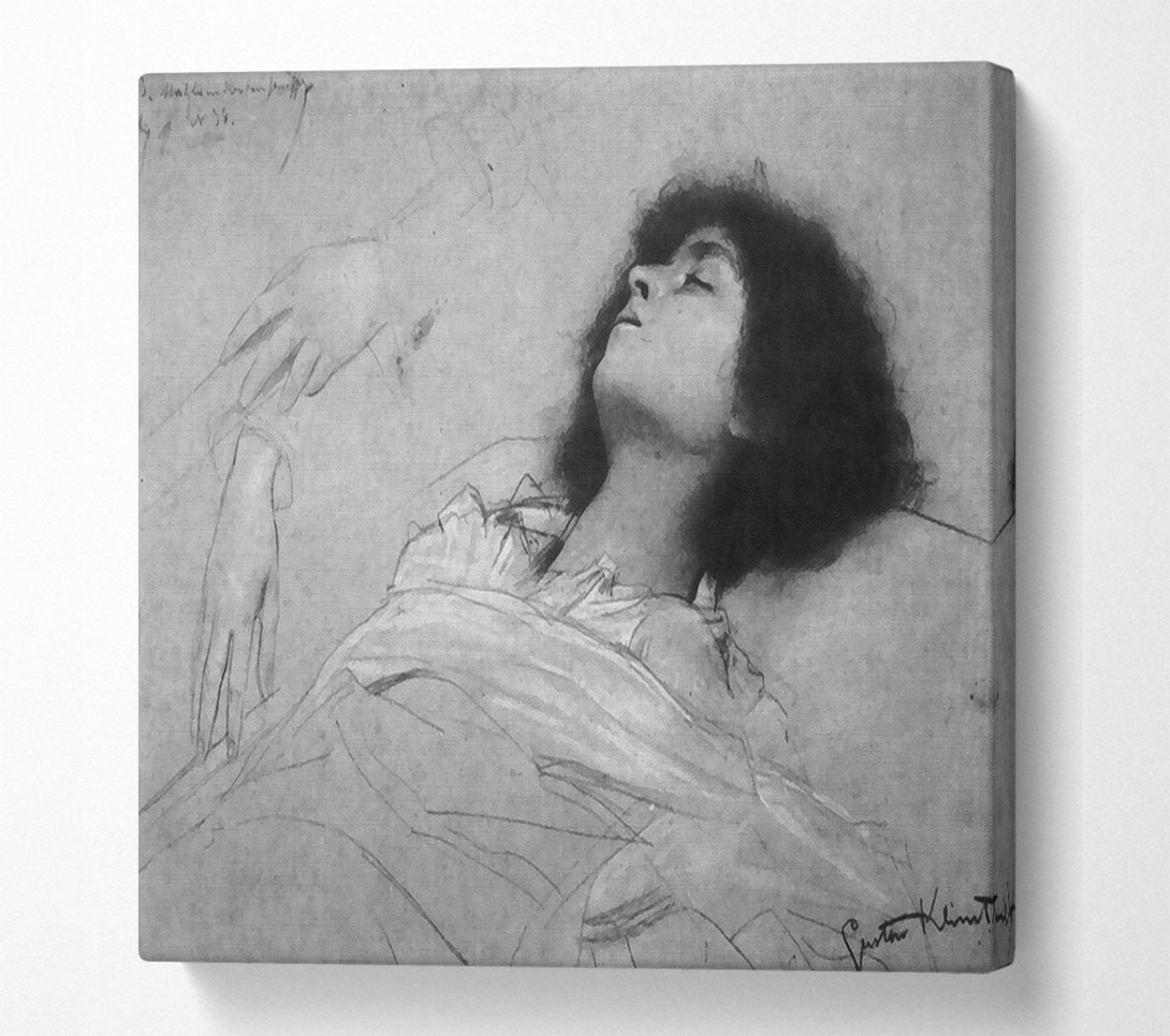  A Canvas Print of Klimt Study Sheet With The Upper Body Of A Girl And Sketches Canvas Art