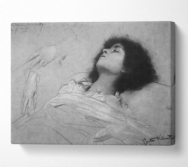  A Canvas Print of Klimt Study Sheet With The Upper Body Of A Girl And Sketches Canvas Art