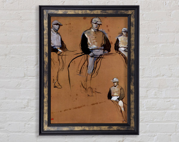 Degas Study With Four Jockeys Framed Print