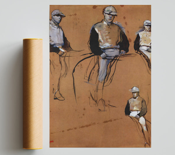 Degas Study With Four Jockeys Print