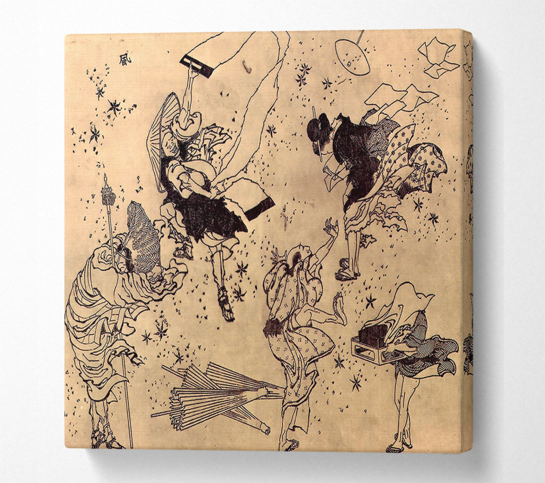  A Canvas Print of Hokusai Sudden Wind Canvas Wall Art