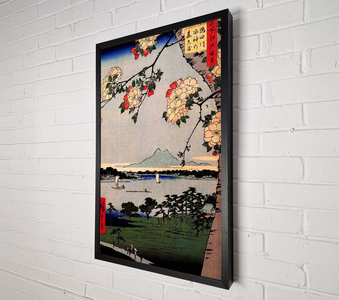  A Canvas Print of Hiroshige Suijin Shrine And Massaki On Sumida River Canvas Print