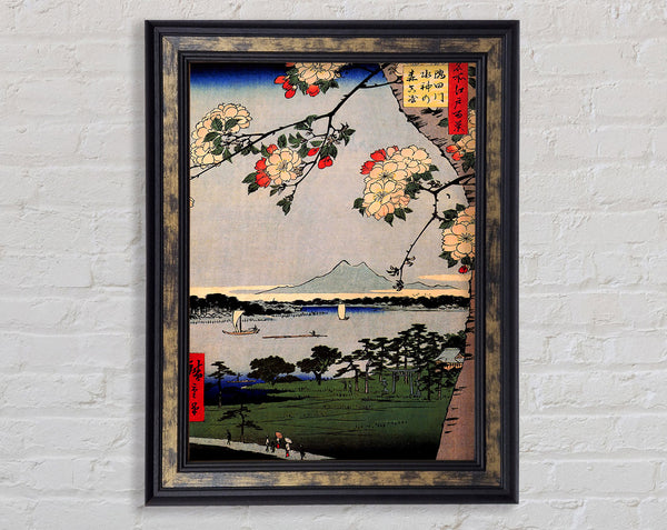 Hiroshige Suijin Shrine And Massaki On Sumida River Framed Print