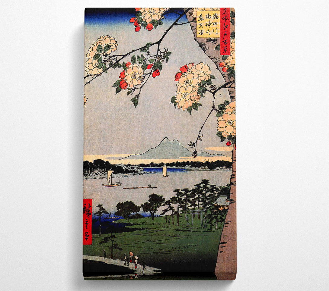  A Canvas Print of Hiroshige Suijin Shrine And Massaki On Sumida River Canvas Print