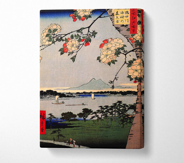  A Canvas Print of Hiroshige Suijin Shrine And Massaki On Sumida River Canvas Print