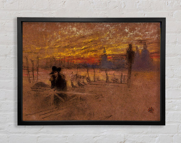 Whistler Sunset Red And Gold Framed Print