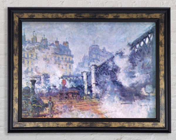 Monet The Europe Bridge Saint Lazare Station In Paris Framed Print
