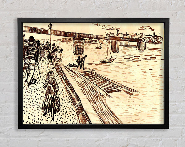 Van Gogh The Iron Bridge At Trinquetaille On The Rhone Framed Print