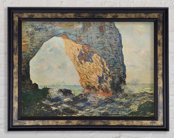 Monet The Rocky Cliffs Of Etretat La Porte Man 1 Framed Print