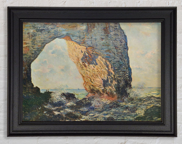 Monet The Rocky Cliffs Of Etretat La Porte Man 1 Framed Print