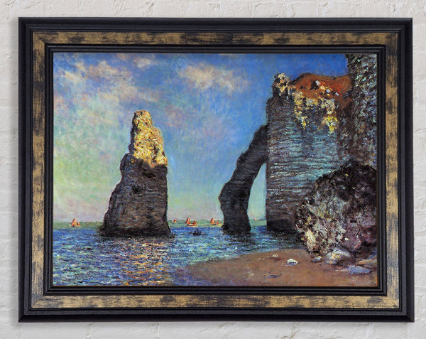 Monet The Rocky Cliffs Of Etretat Framed Print