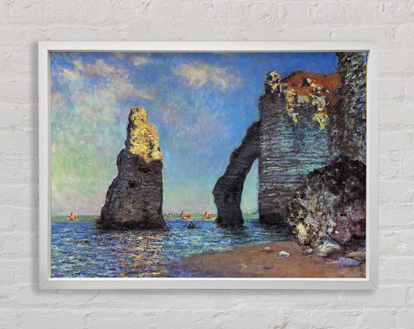 Monet The Rocky Cliffs Of Etretat Framed Print