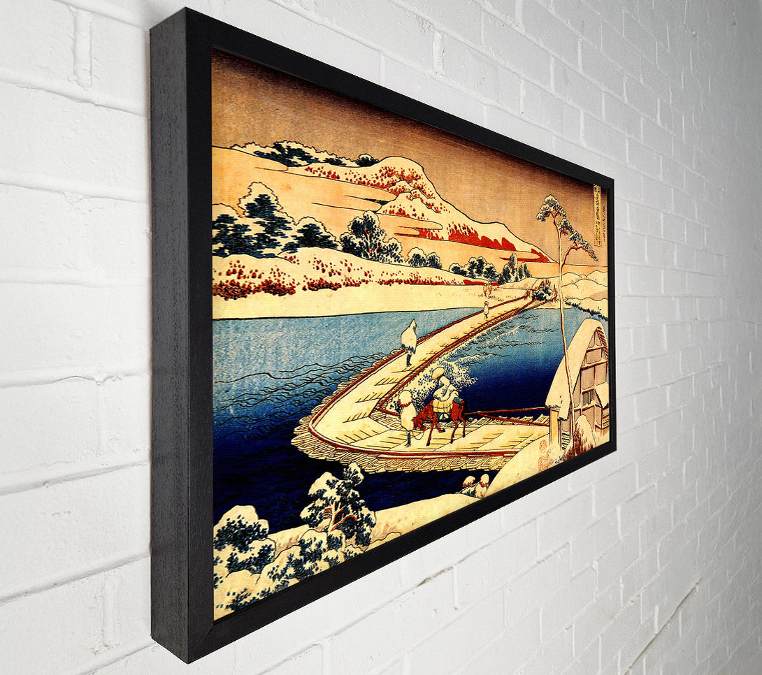  A Canvas Print of Hokusai The Swimming Bridge Of Sano Canvas Print